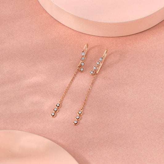 Crystal Flow Diamond & Gold Sui Dhaga Earrings for Women