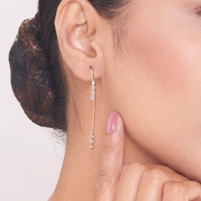 Crystal Flow Diamond & Gold Sui Dhaga Earrings for Women