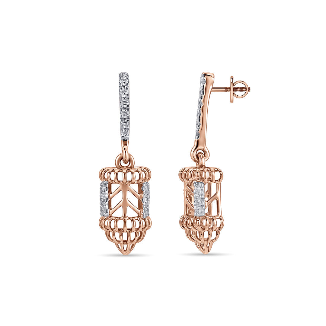 Spiral Drift Diamond & Gold Drops & Danglers Earrings for Women
