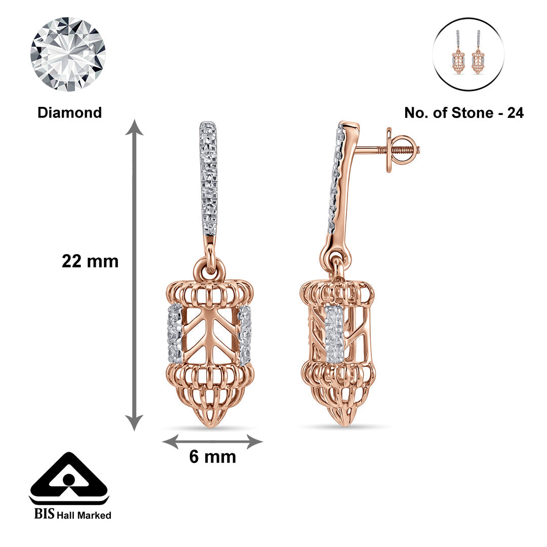 Spiral Drift Diamond & Gold Drops & Danglers Earrings for Women