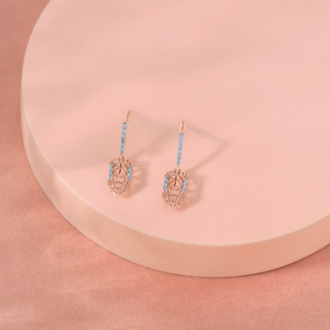 Spiral Drift Diamond & Gold Drops & Danglers Earrings for Women