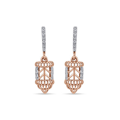Spiral Drift Diamond & Gold Drops & Danglers Earrings for Women