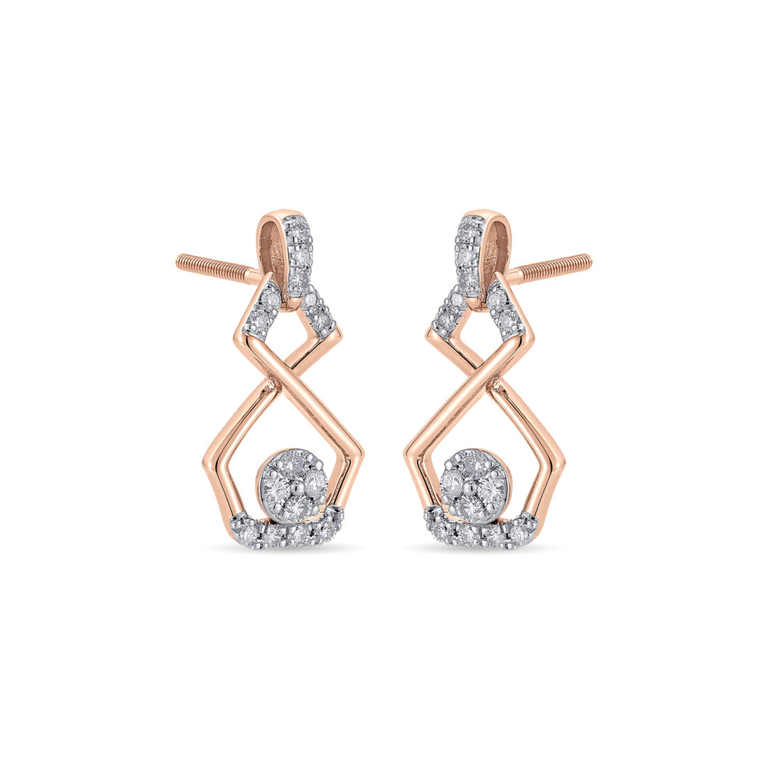 Orbit Gleam Diamond & Gold Stud Earrings for Women