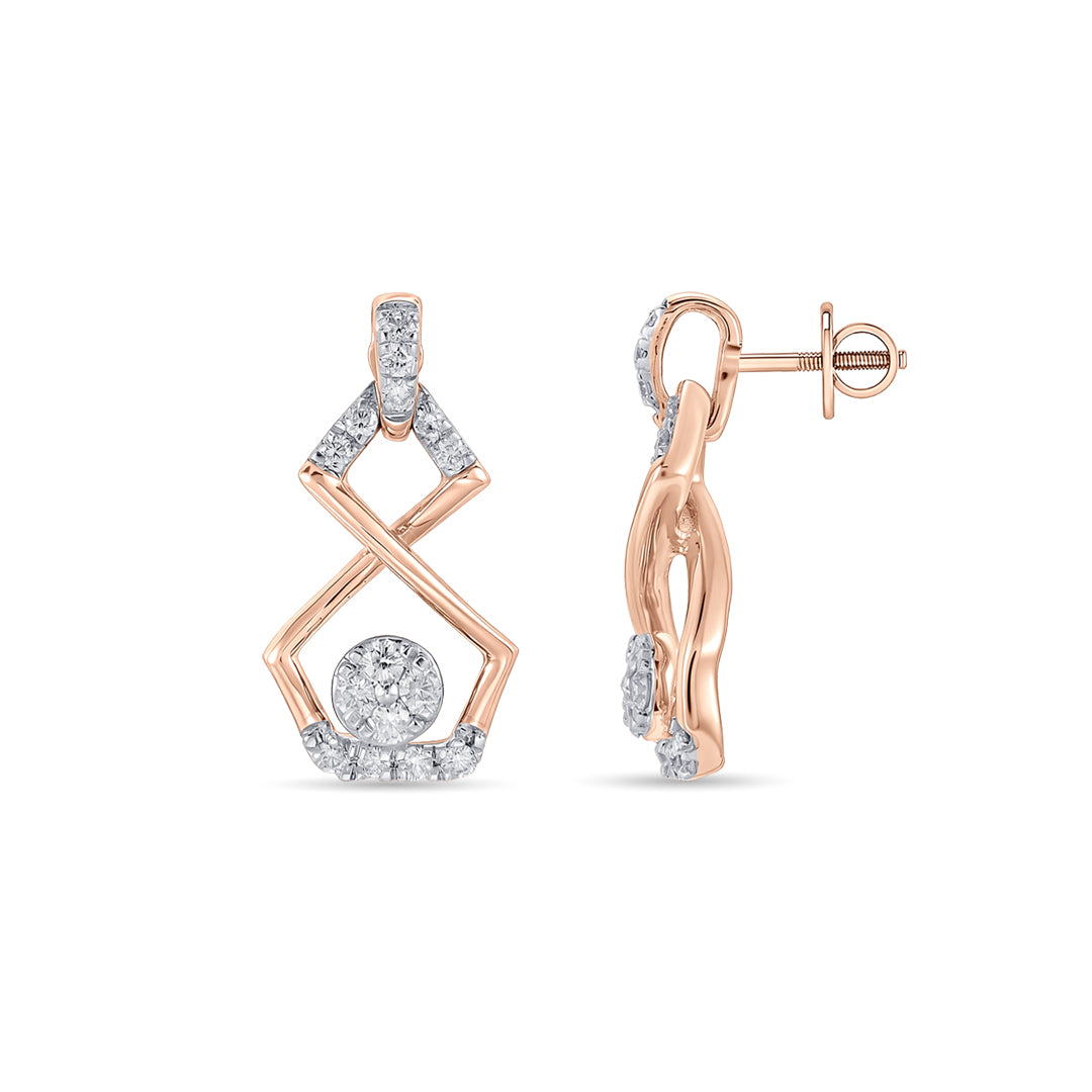 Orbit Gleam Diamond & Gold Stud Earrings for Women