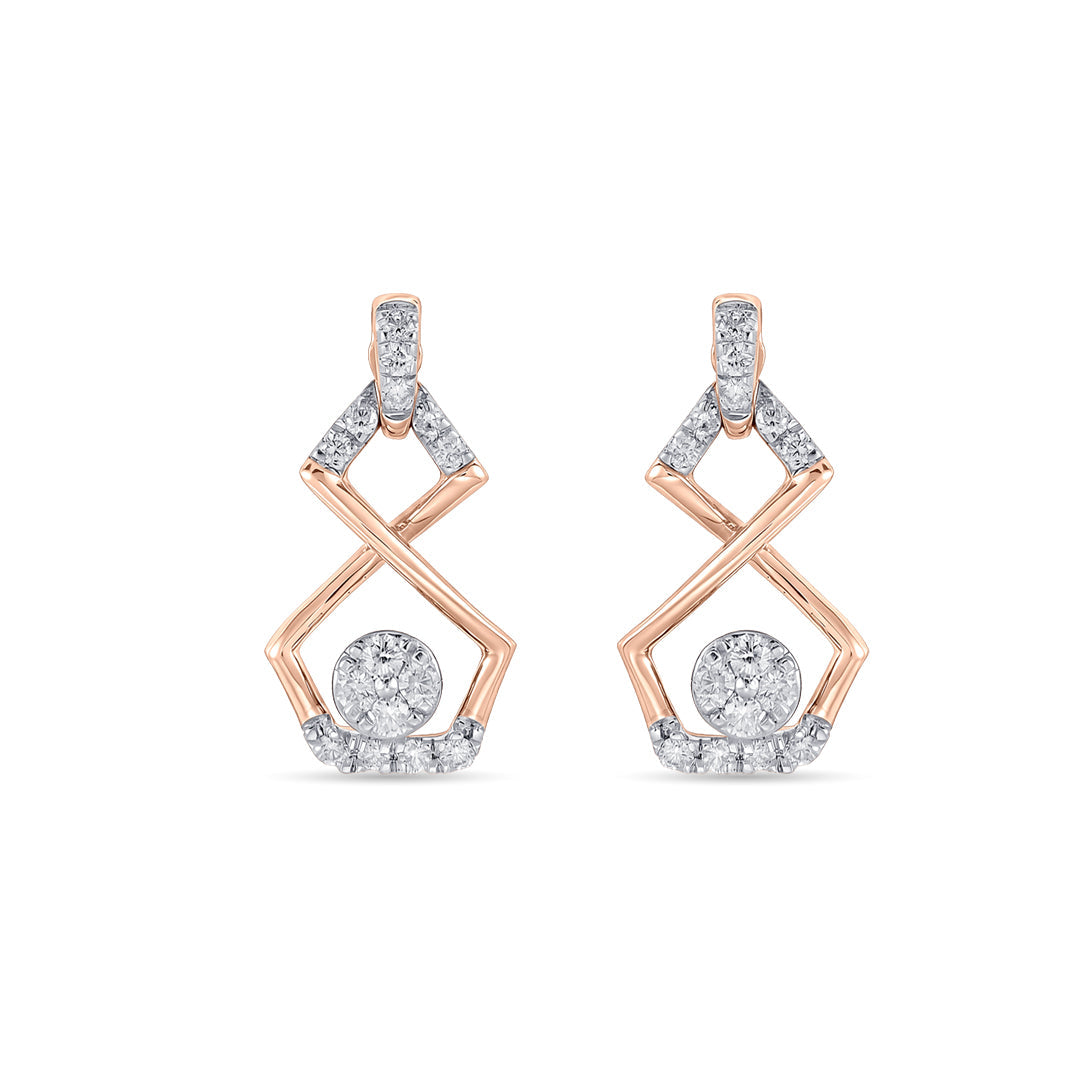 Orbit Gleam Diamond & Gold Stud Earrings for Women