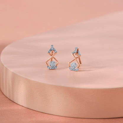 Orbit Gleam Diamond & Gold Stud Earrings for Women