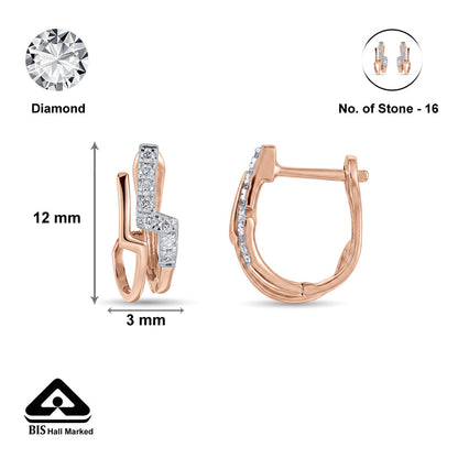 Twin Line Diamond & Gold Stud Earrings for Women
