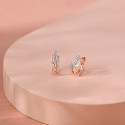 Twin Line Diamond & Gold Stud Earrings for Women