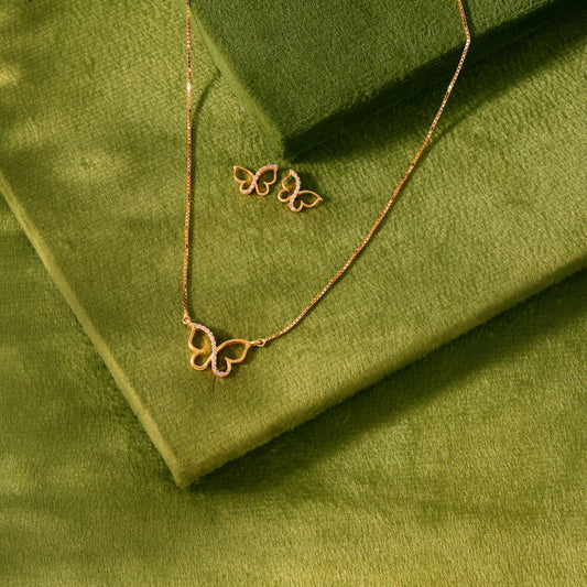 Flutter Bloom Gold Necklace Set for Women