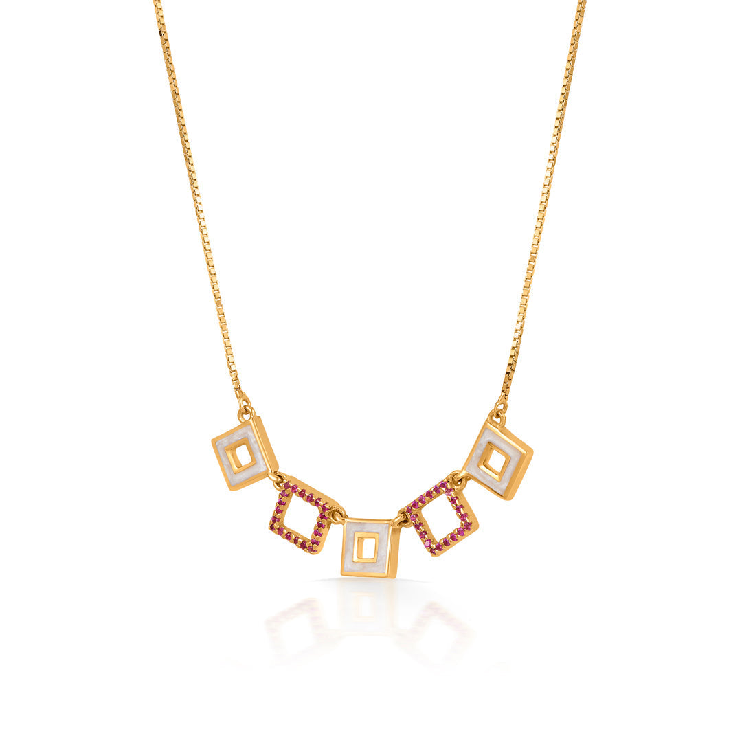 Cube Chic Gold Necklace Set for Women