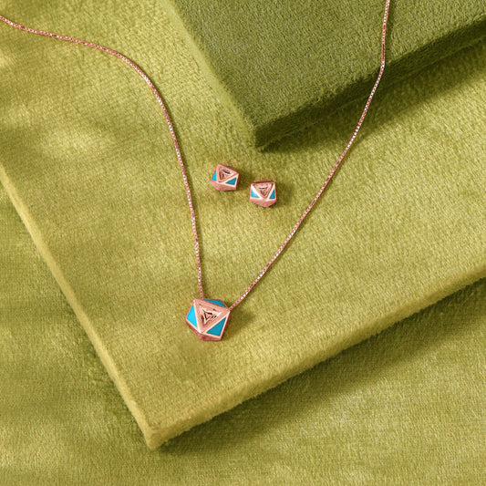 Hexa Chic Gold Necklace Set for Women