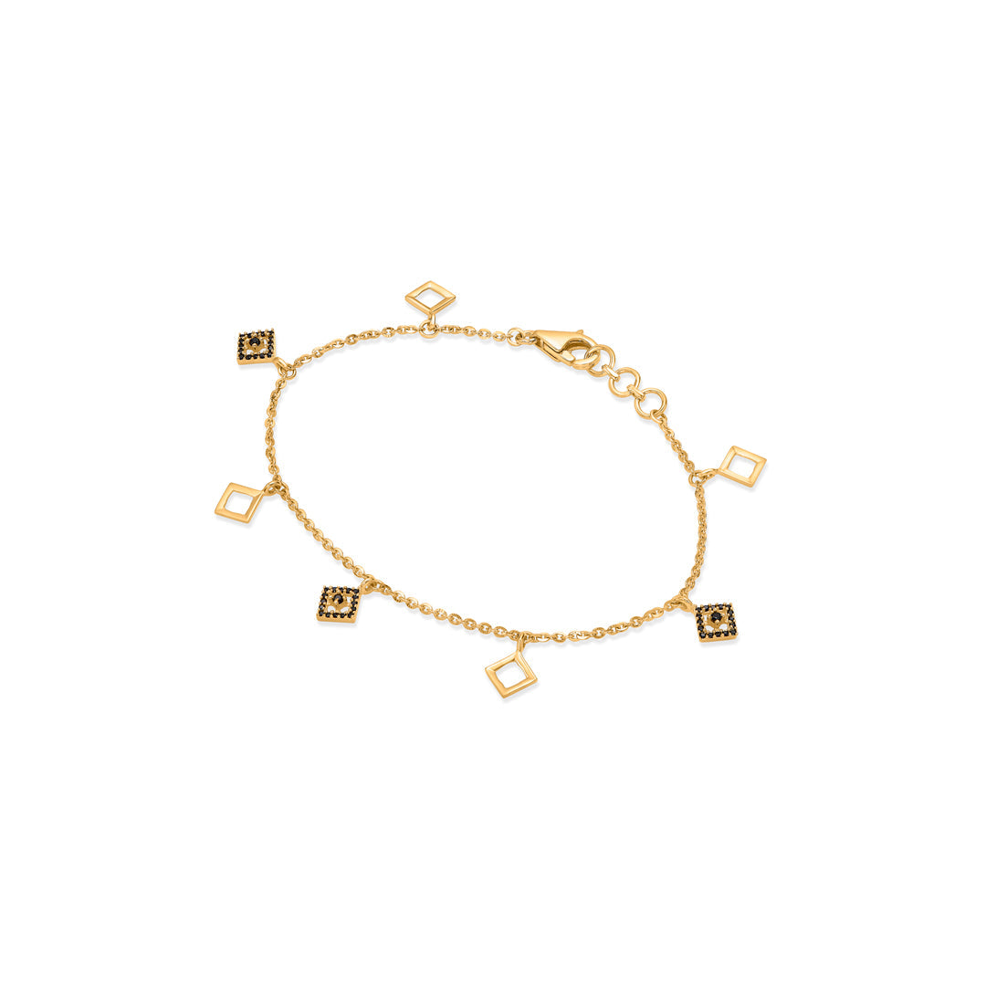 Cube Link Gold Charm Bracelet for Women
