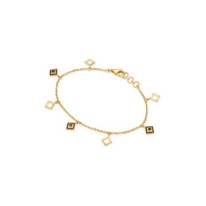 Cube Link Gold Charm Bracelet for Women