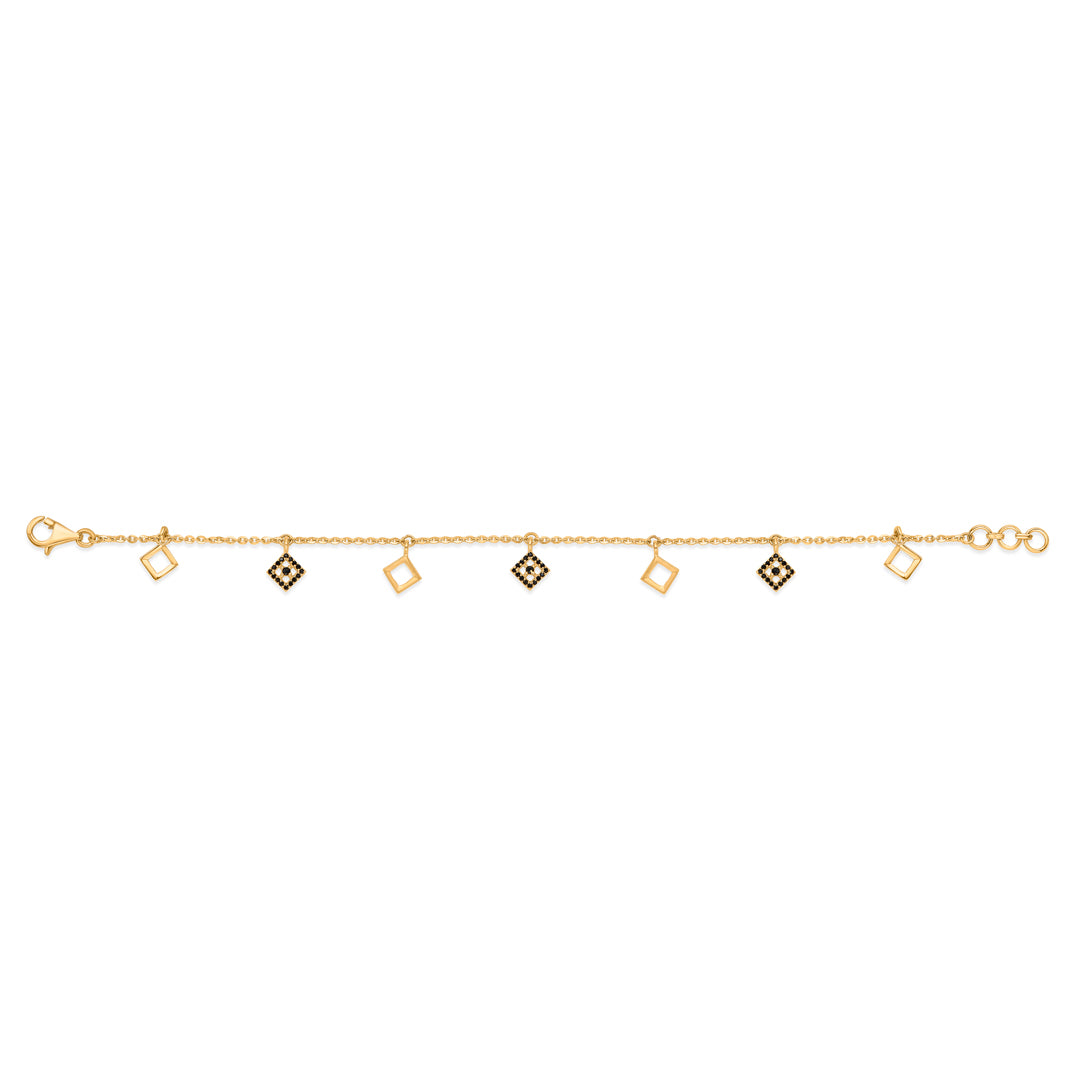 Cube Link Gold Charm Bracelet for Women