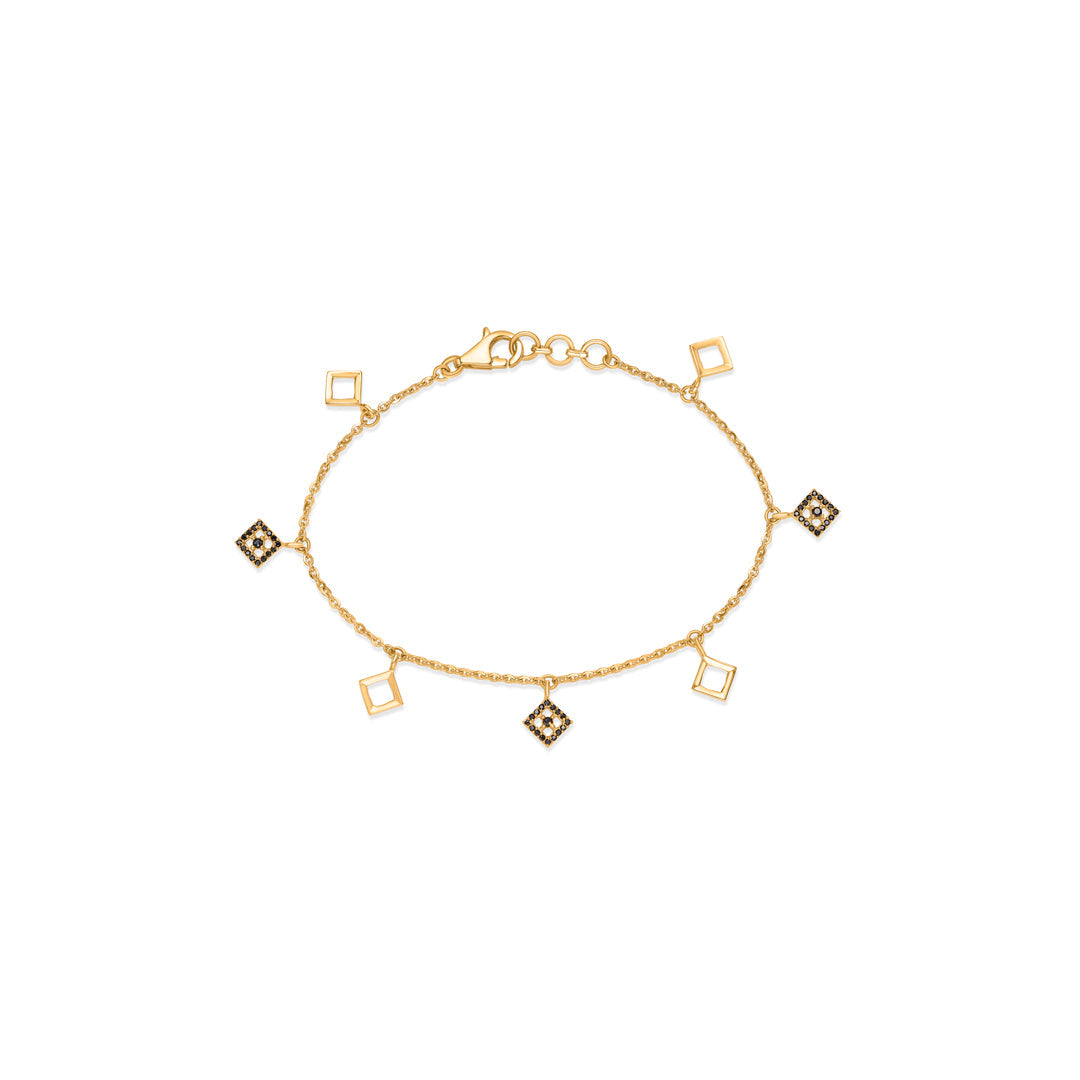 Cube Link Gold Charm Bracelet for Women