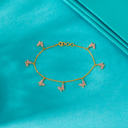 Feather Flight Gold Charm Bracelet for Women