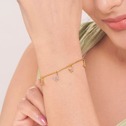 Feather Flight Gold Charm Bracelet for Women