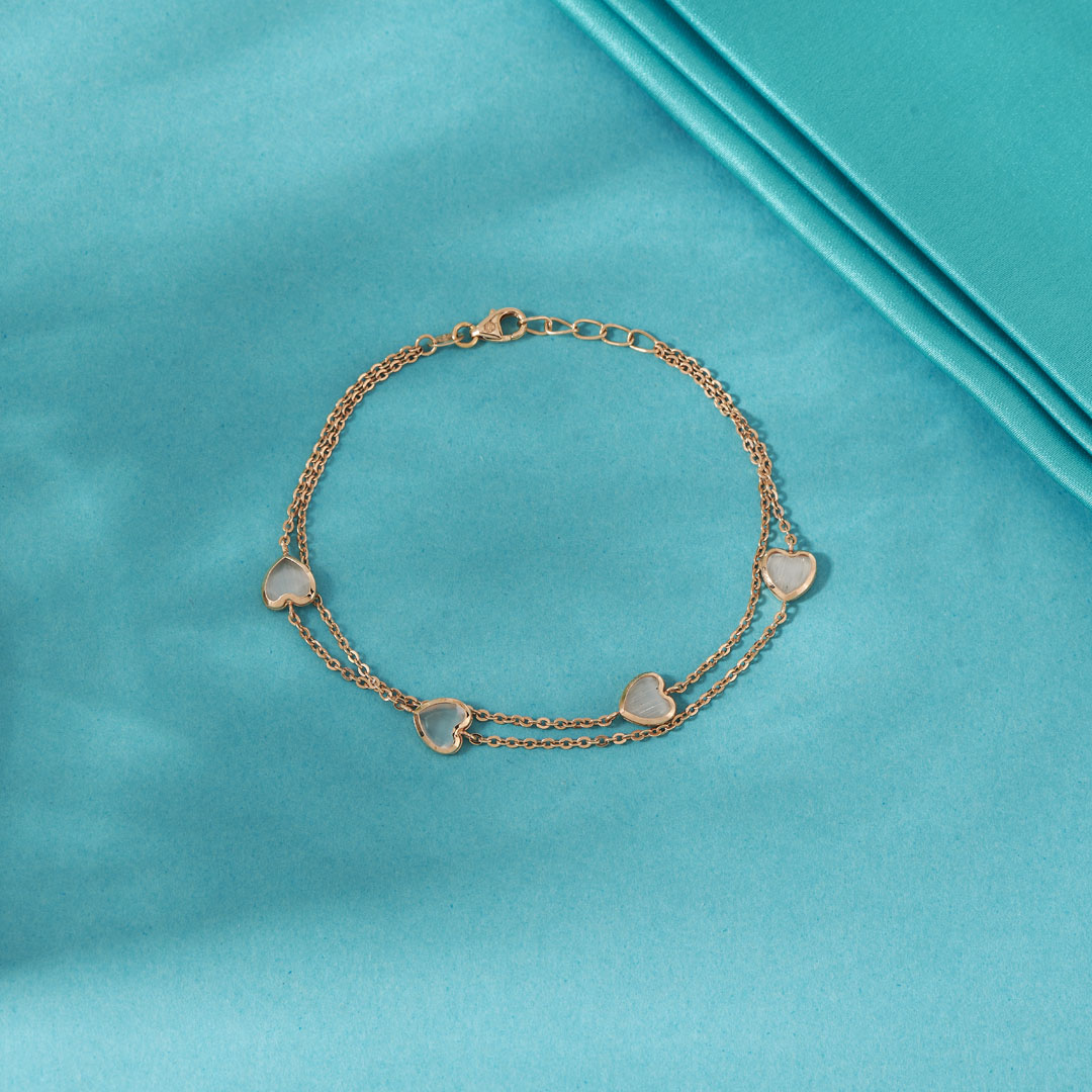 Sweetheart Link Gold Flexible Bracelet for Women