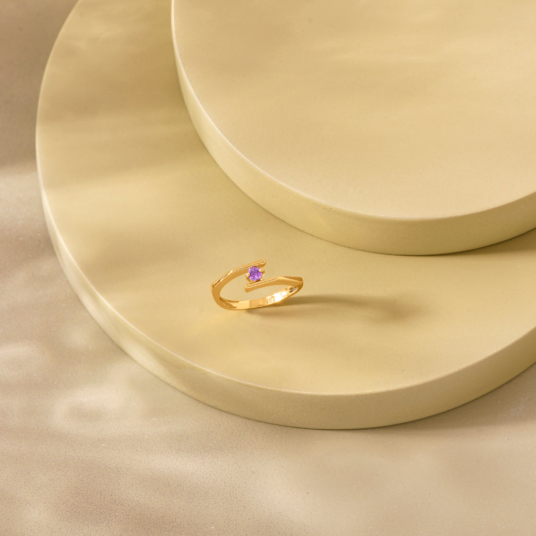 Violet Halo Gold Casual Ring for Women
