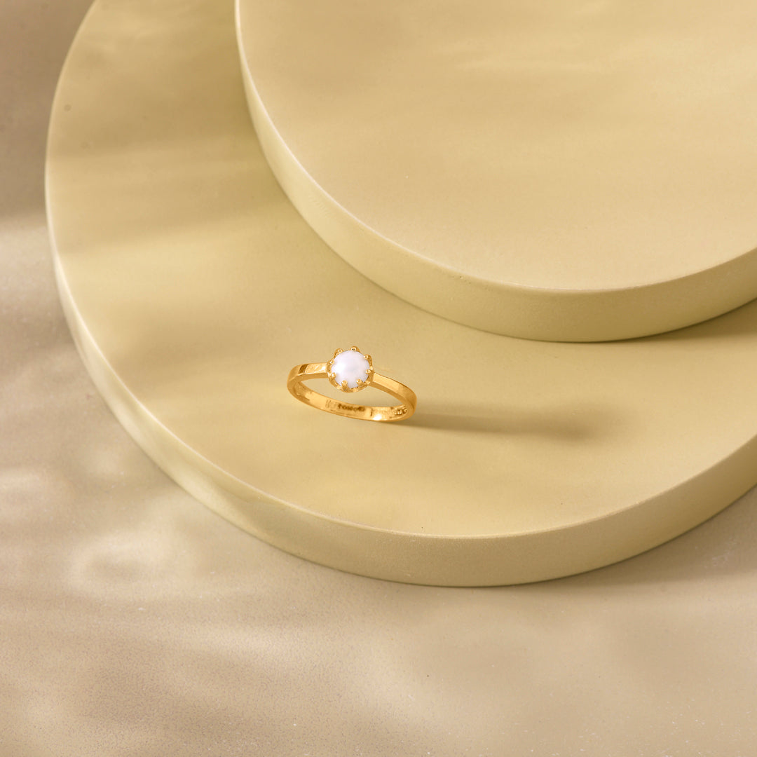 Pearl Gleam Gold Pearl Ring for Women