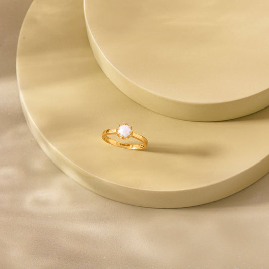 Pearl Gleam Gold Pearl Ring for Women