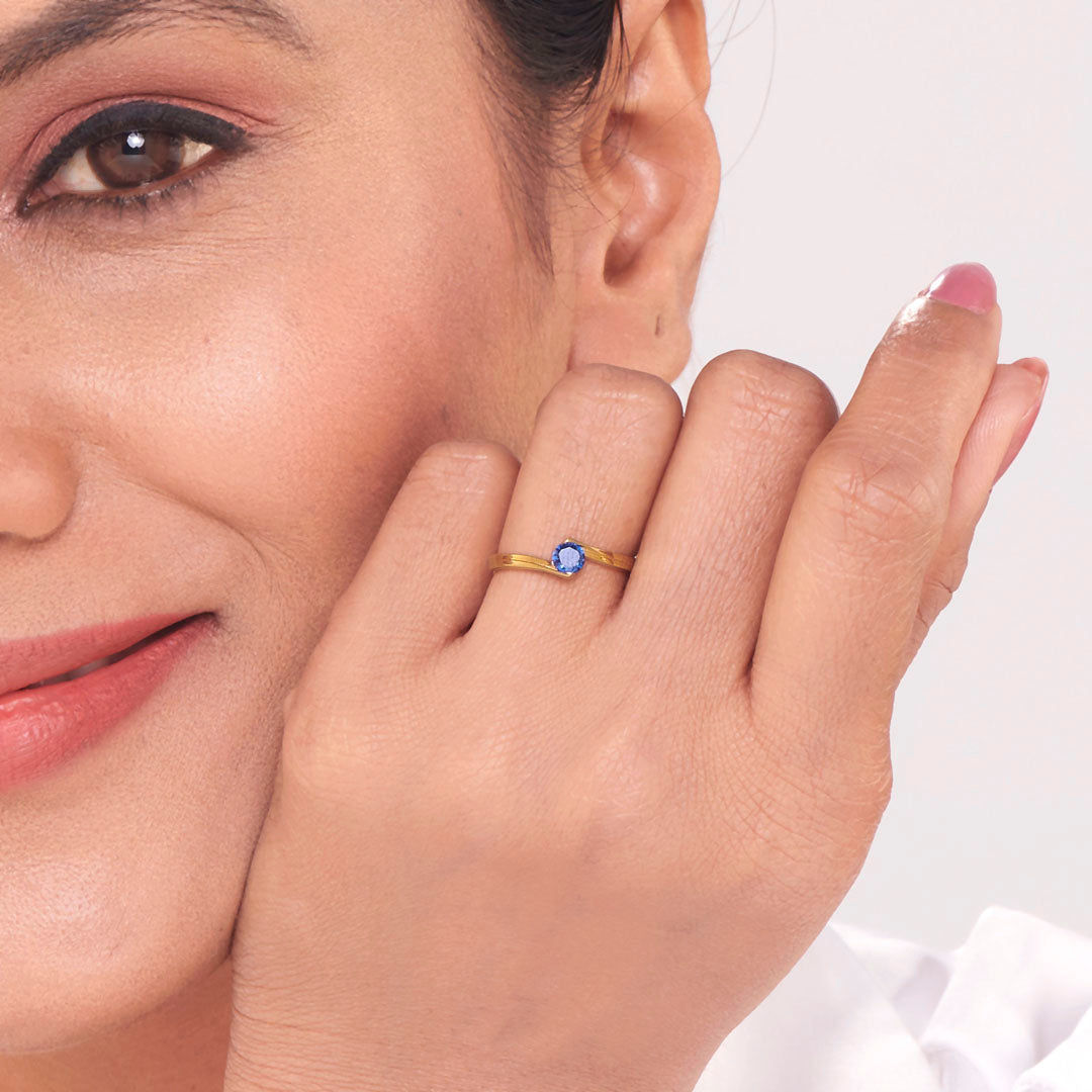 Azure Spark Gold Casual Ring for Women