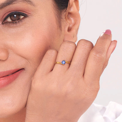 Azure Spark Gold Casual Ring for Women