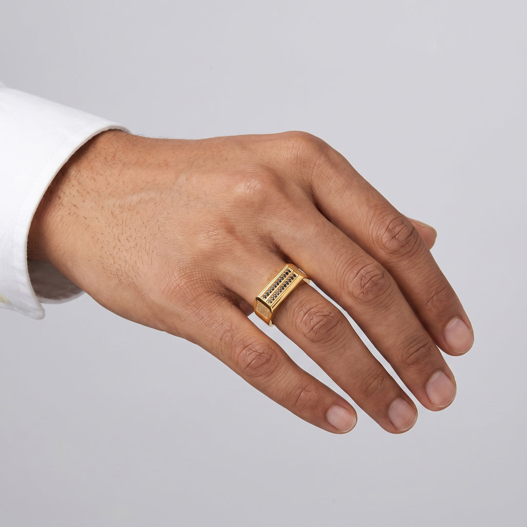 Crown Band Gold Men's Ring for Men
