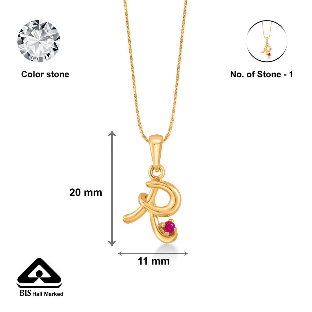Radiant R Gold Alphabet Pendant for Women