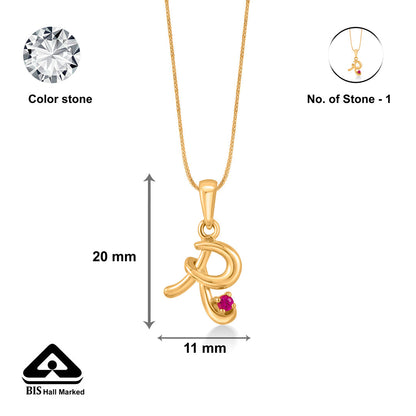 Radiant R Gold Alphabet Pendant for Women