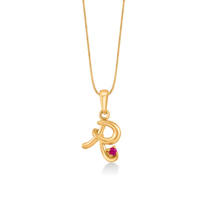 Radiant R Gold Alphabet Pendant for Women