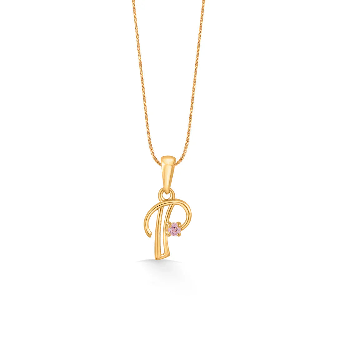 Prime P Gold Alphabet Pendant for Women