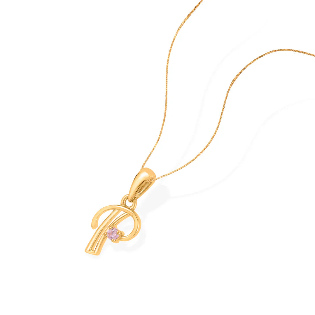Prime P Gold Alphabet Pendant for Women