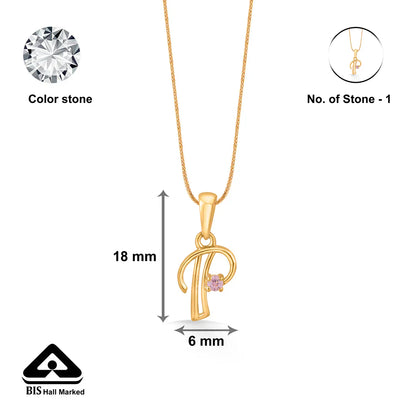Prime P Gold Alphabet Pendant for Women