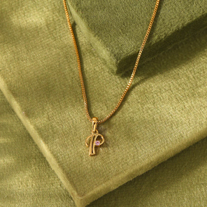 Prime P Gold Alphabet Pendant for Women
