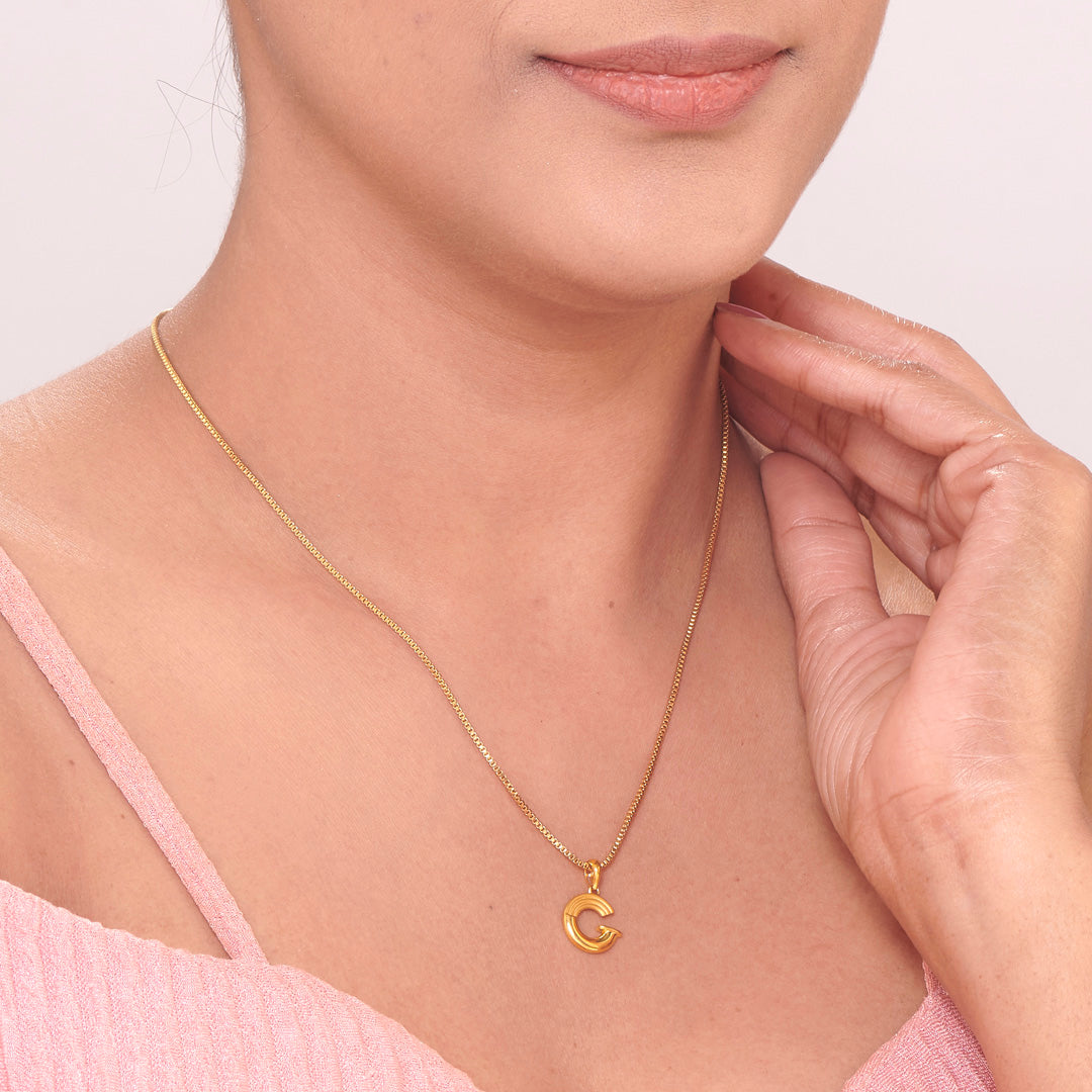 Gleam G Gold Alphabet Pendant for Women