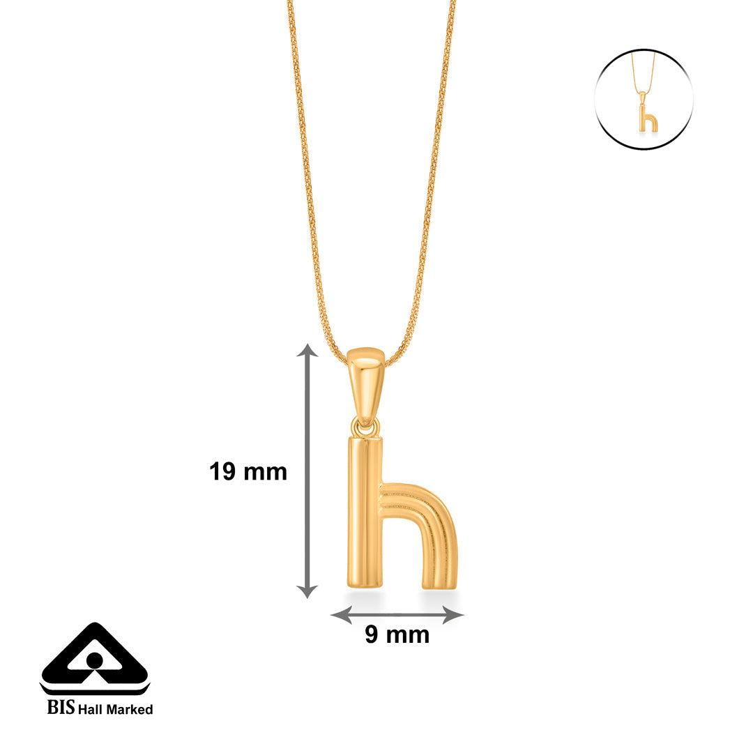 Halo H Gold Alphabet Pendant for Women