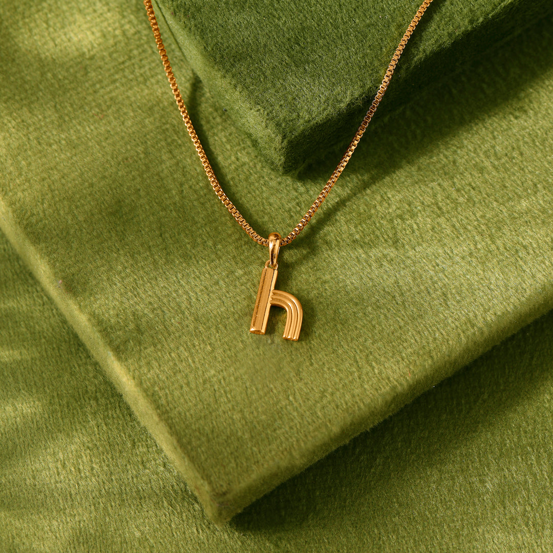 Halo H Gold Alphabet Pendant for Women