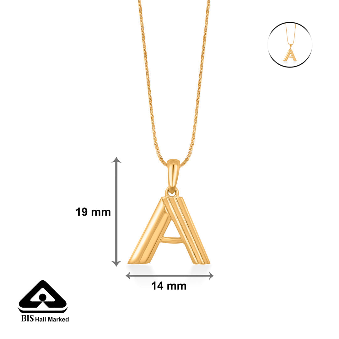 Apex A Gold Alphabet Pendant for Women