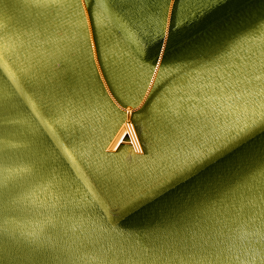 Apex A Gold Alphabet Pendant for Women