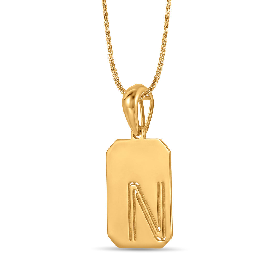 Nova N Gold Alphabet Pendant for Women