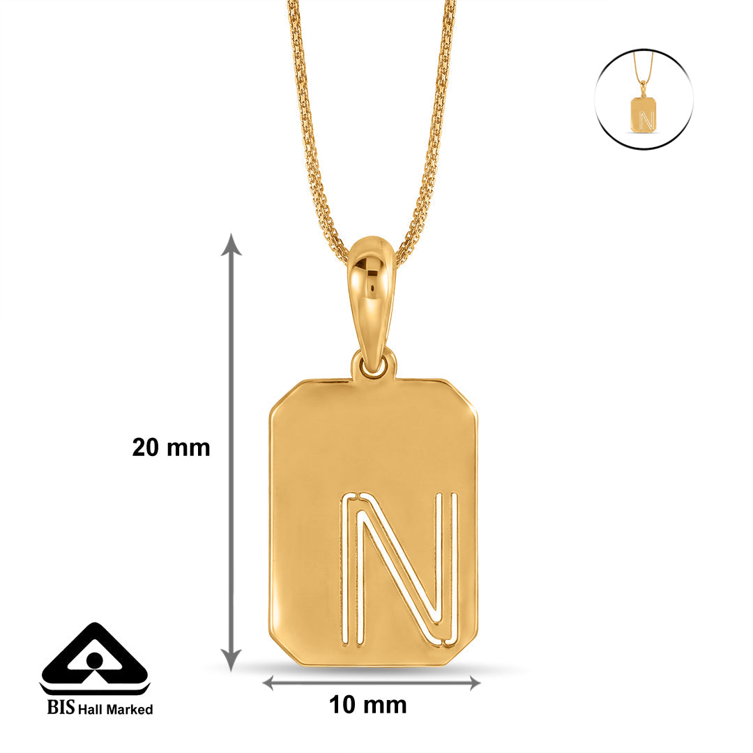 Nova N Gold Alphabet Pendant for Women