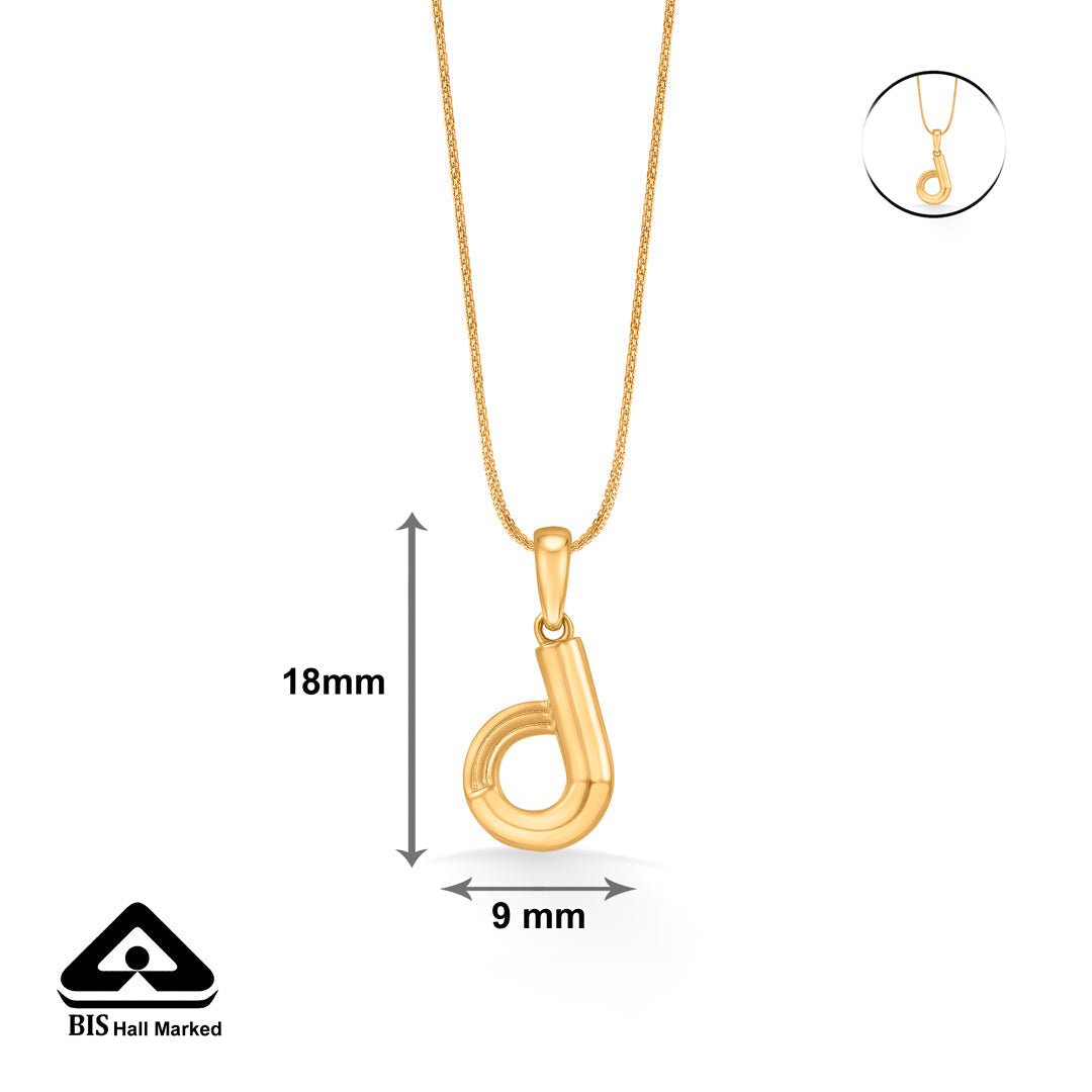 Dream D Gold Alphabet Pendant for Women