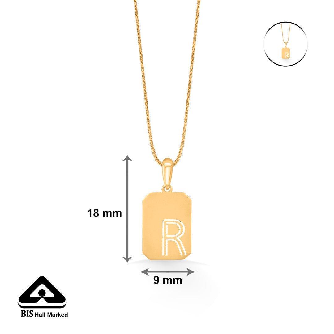 Regal R Gold Alphabet Pendant for Women