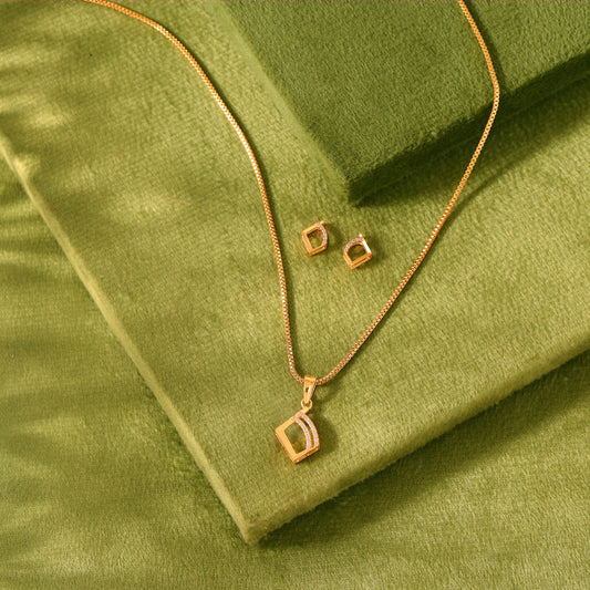 Diamond Glow Gold Pendant Set for Women