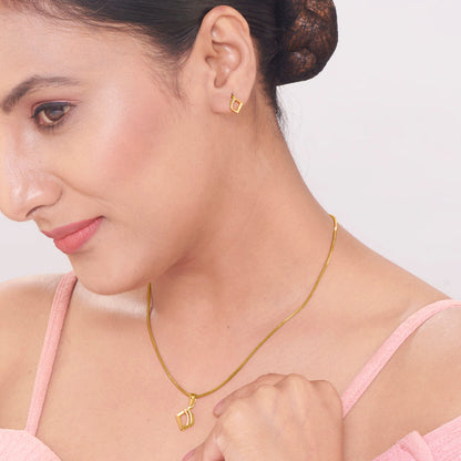 Diamond Glow Gold Pendant Set for Women