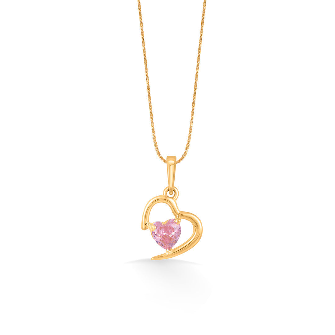 Rosé Heart Gold Pendant Set for Women