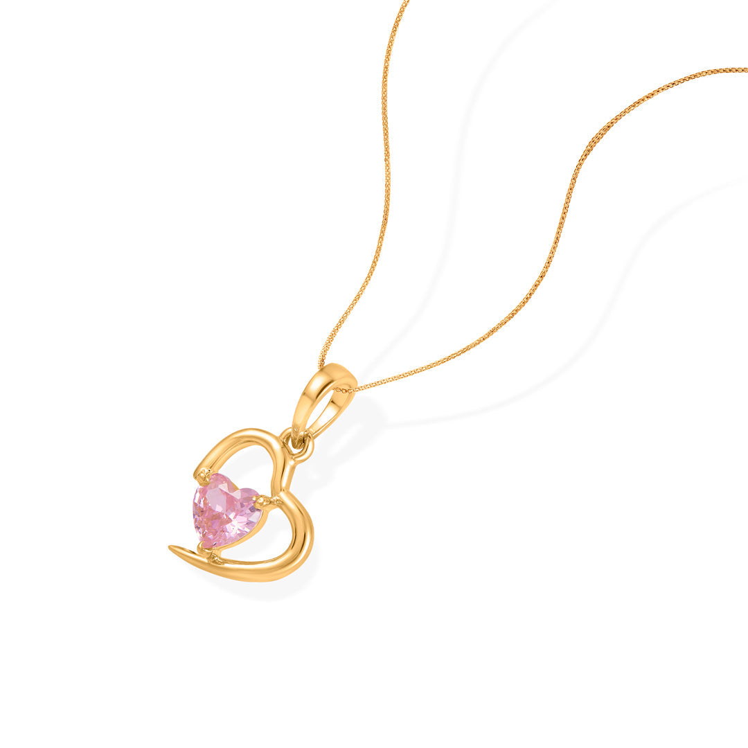 Rosé Heart Gold Pendant Set for Women