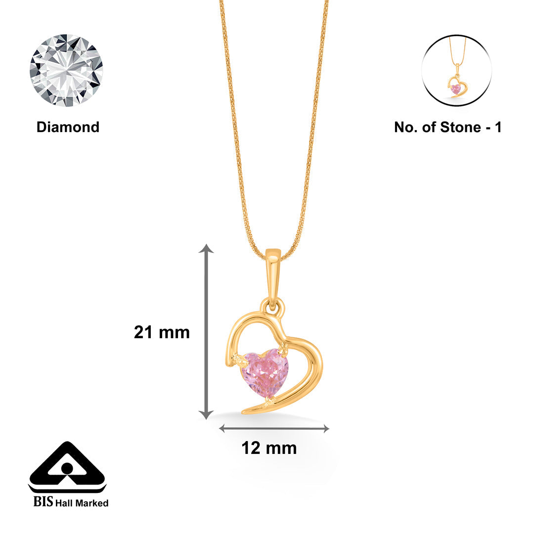 Rosé Heart Gold Pendant Set for Women