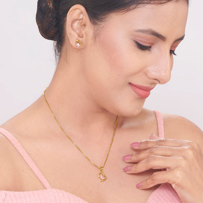 Rosé Heart Gold Pendant Set for Women